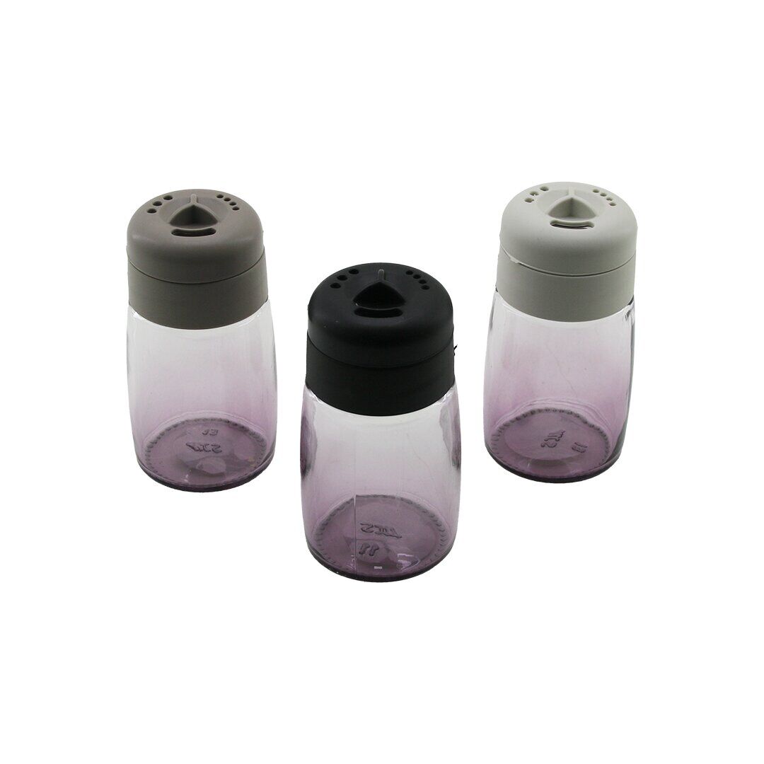 QLUX C-00271 ( STAR OVAL ) ( RENKLİ CAM ) TUZLUK & BAHARATLIK ( 100CC ) ( RENKLİ PLASTİK KAPAK= 3 SİTİL DÖKÜM ) *30=K