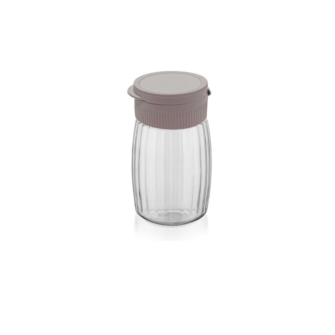 QLUX C-00559 ( LİNA ÇİZGİLİ ) ( CAM ) TUZLUK & BAHARATLIK ( 100CC ) ( RENKLİ PLASTİK KAPAK )*30=K