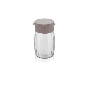 QLUX C-00559 ( LİNA ÇİZGİLİ ) ( CAM ) TUZLUK & BAHARATLIK ( 100CC ) ( RENKLİ PLASTİK KAPAK )*30=K