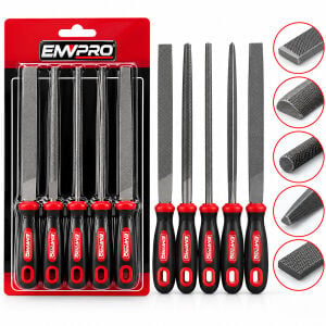 EMVPRO EMKA-5212 ( 5PCS ) ÇELİK EĞE SETİ ( BALIK SIRTI & ÜÇGEN & KARE & YUVARLAK & DÜZ GENİŞ ) (EĞE=20CM+PLS.SAP=10CM= 30CM)*36