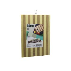 İBİCO İ22-189 ( 22X32 X 1.3CM ) ( BEYAZ ÇİZGİLİ ) ( AHŞAP BAMBU ) KESİM PANOSU & KESME TAHTASI ( METAL KULPLU )*30