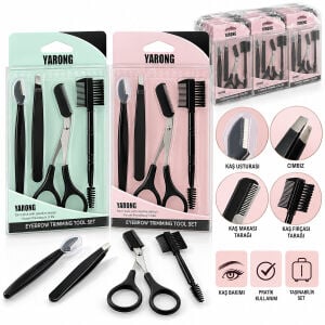 YARONG VMAX VM-276 ( 4PCS ) KAŞ BAKIM SETİ ( CIMBIZ & KAŞ USTURUA & KAŞ TARAK & FIRÇA )*12X30