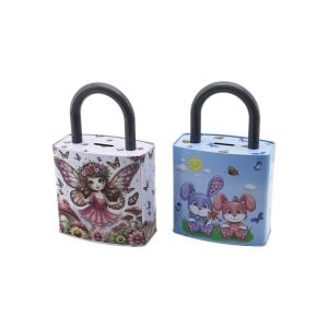 BAROTTİ DMR-9268 ( KİLİT MODEL ) ( RESİMLİ DESENLİ ) METAL KUMBARA ( 9X16CM & Y:16CM+KULP:10CM=26CM)*24X2