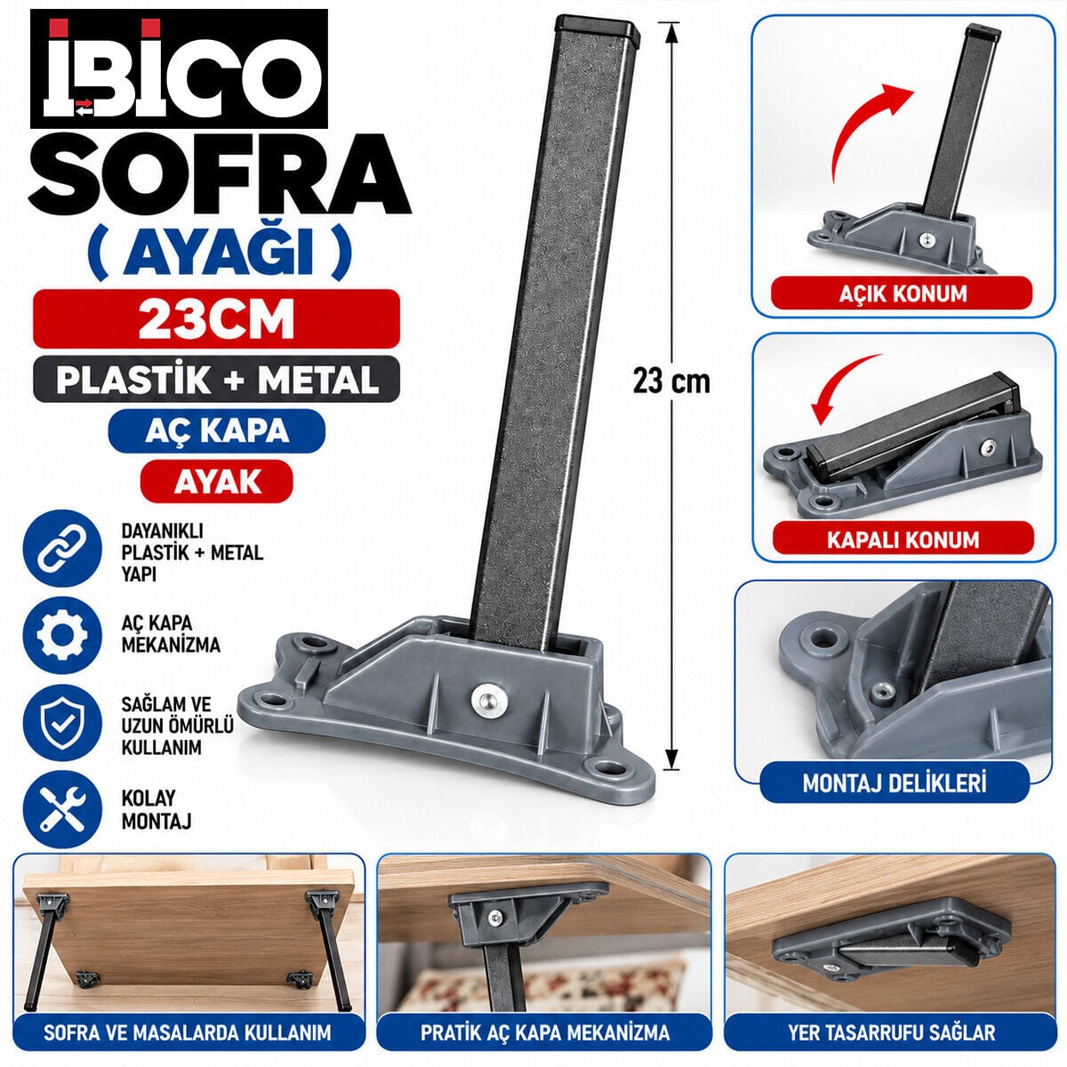 İBİCO SOFRA ( AYAĞI ) ( 23CM ) ( PLASTİK + METAL ) ( AÇ KAPA ) ( AYAK )*150