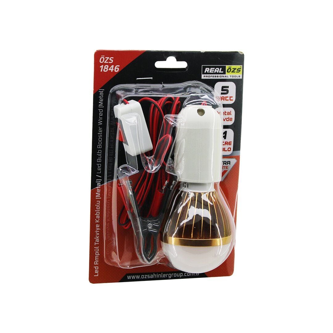 REAL ÖZS ÖZS-1846 ( SEYYAR & LED LAMBA ) (AKÜ TAKVİYE KABLOLU= 4MT) ( 5W & BEYAZ ) (RENKLİ METAL GÖVDE)*50