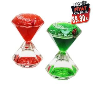 PABLITO HOME PBT-264 ( RENKLİ SULU ) ( ELMAS ŞEKİL ) KUM SAATİ ( MİKA KRİSTAL AKRİLİK PLASTİK ) ( 2PCS BALIKLI )*72                     qwe2