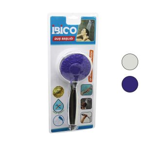 İBİCO K13-033 (KÜÇÜK) (YUVARLAK & BOMBELİ=8CM) DUŞ BAŞLIK (KADEMELİ) (KROM GÖVDE-BEYAZ-RENKLİ ZEMİN)(SAP:11.5CM)*110