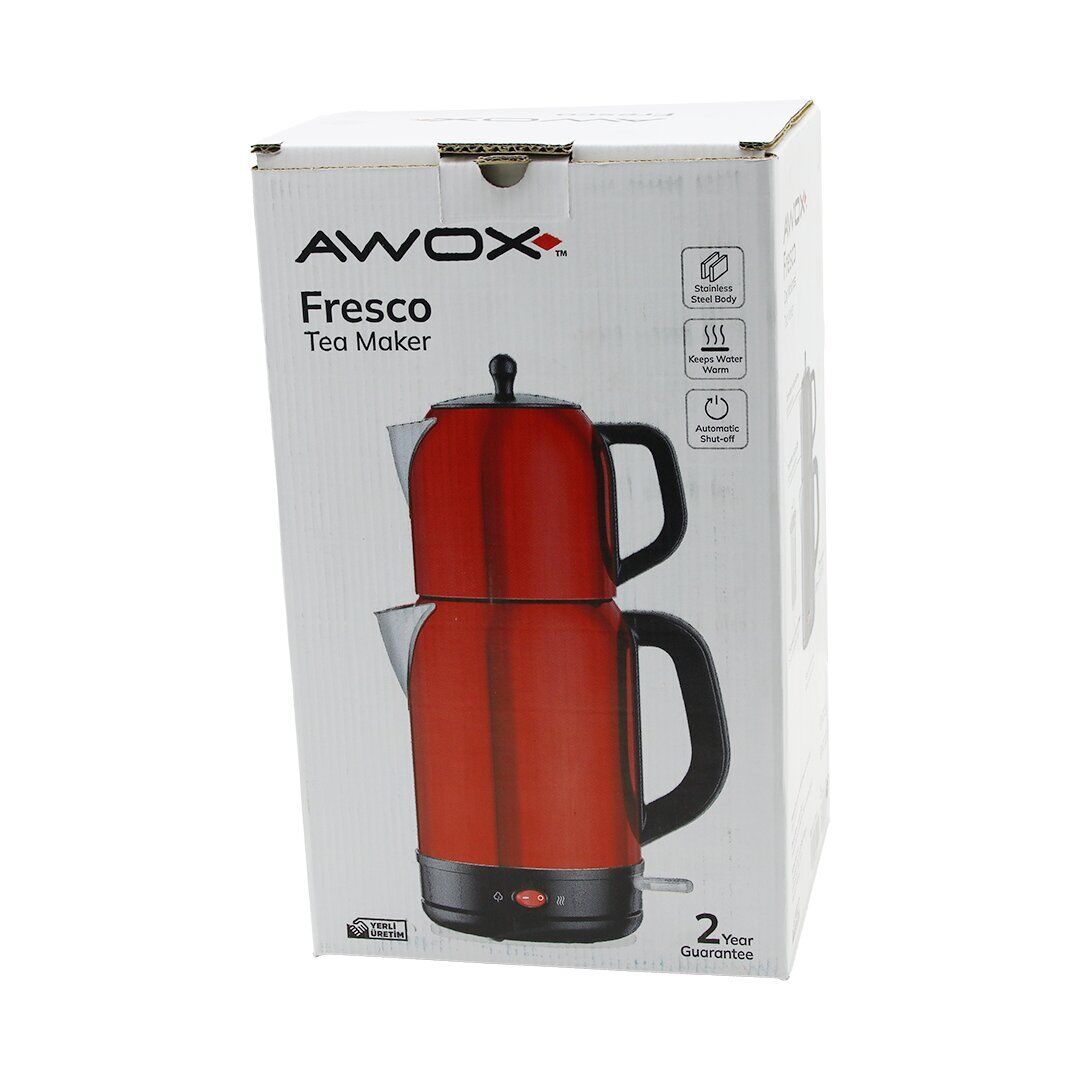 AWOX FRESCO ( KIRMIZI )( ELEKTRİKLİ ) ÇAY MAKİNESİ ( ÇAYCI SET ) ( 1.7LT SU ISITICI + 1.2LT DEMLİK ) ( PASLANMAZ ÇELİK GÖVDE ) ( 2200W )*4