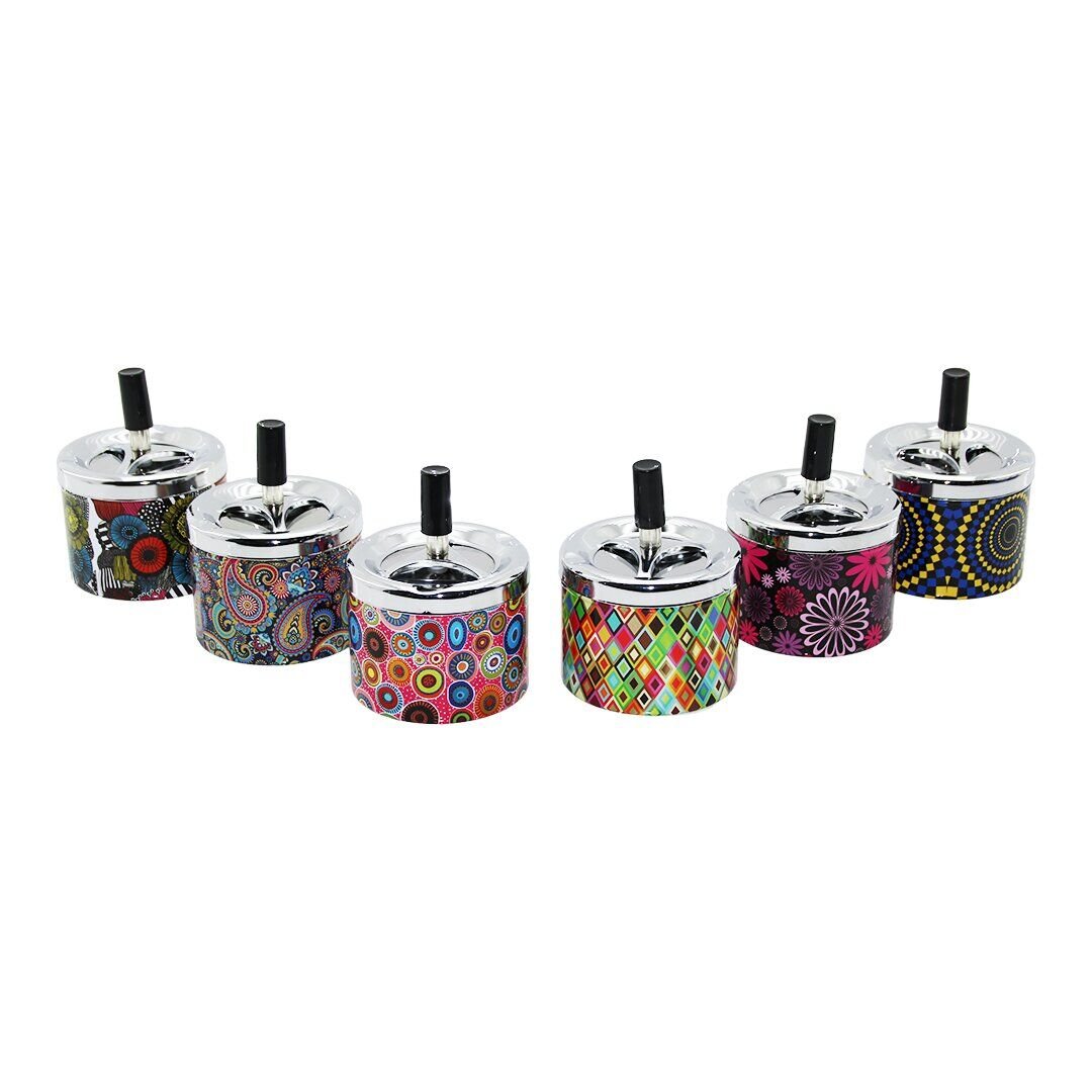 ASHTRAY YAKUT-11472 ( YUVARLAK & METAL ) ( BASMALI ) KÜLLÜK ( RENKLİ DESENLİ )*120