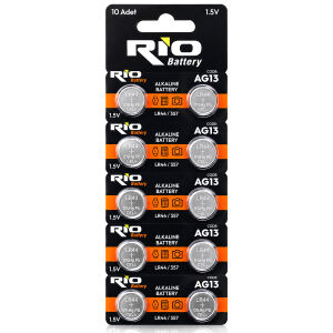 RİO BATTERY ( AG13 ) ( LR-44/357 ) ( DÜĞME PİL ) ( ALKALİN ) ( 1.5V ) ( 10LU KART )*400
