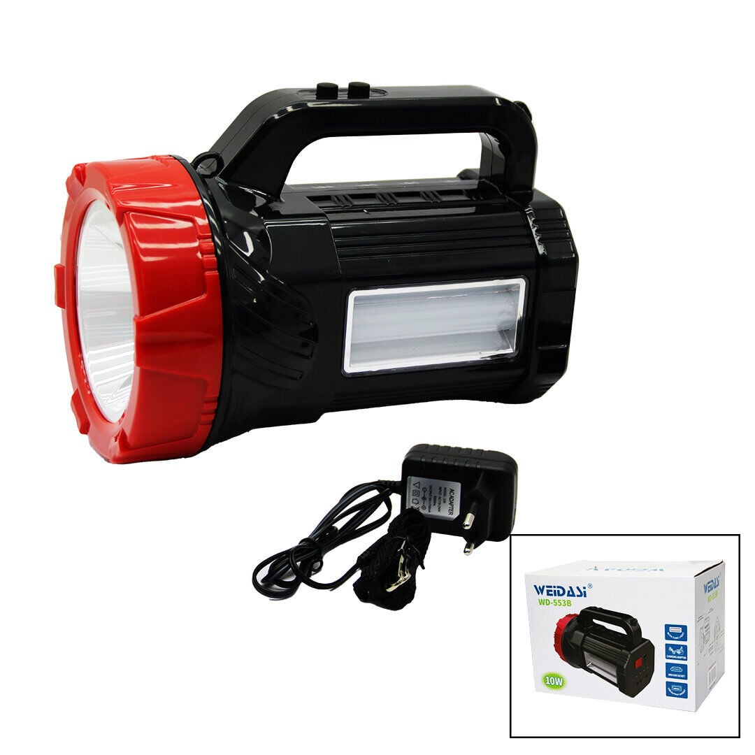 WEİDASİ WD-553B ( 10W ) ( 2İN1 = 1LED & 16SMD ) EL FENERİ & PROJEKTÖR FİŞ ŞARJLI  (TELEFON & AMPUL ÇIKIŞLI POWERBANK)*12