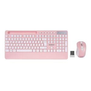 EVEREST KM-9676 ( BEYAZ - PEMBE ) ( KABLOSUZ ) KLAVYE & MOUSE SETİ ( TABLET & TELEFON STANDLI ) ( Q KALVYE )*10