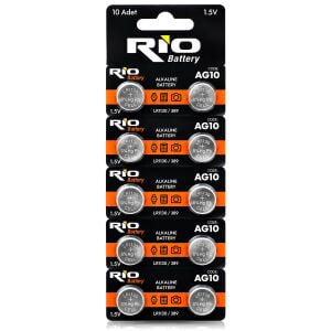 RİO BATTERY ( AG10 ) ( LR-1130/389/ ) ( DÜĞME PİL ) ( ALKALİN ) ( 1.5V ) ( 10LU KART )*400