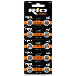 RİO BATTERY ( AG4 ) ( LR-626/377 ) ( DÜĞME PİL ) ( ALKALİN ) ( 1.5V ) ( 10LU KART )*400