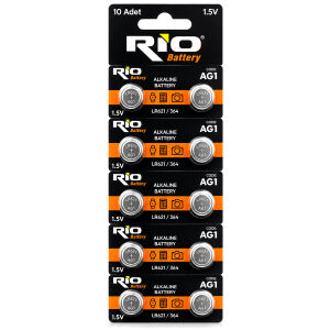 RİO BATTERY ( AG1 ) ( LR-621/364 ) ( DÜĞME PİL ) ( ALKALİN ) ( 1.5V ) ( 10LU KART )*400