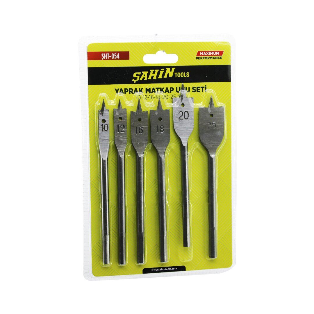 ŞAHİN TOOLS ŞHT-054 ( 6PCS ) YAPRAK MATKAP UCU SET ( 10-12-16-18-20-25MM ) ( AHŞAP DELME-OYMA & SIHHI TESİSAT )*100