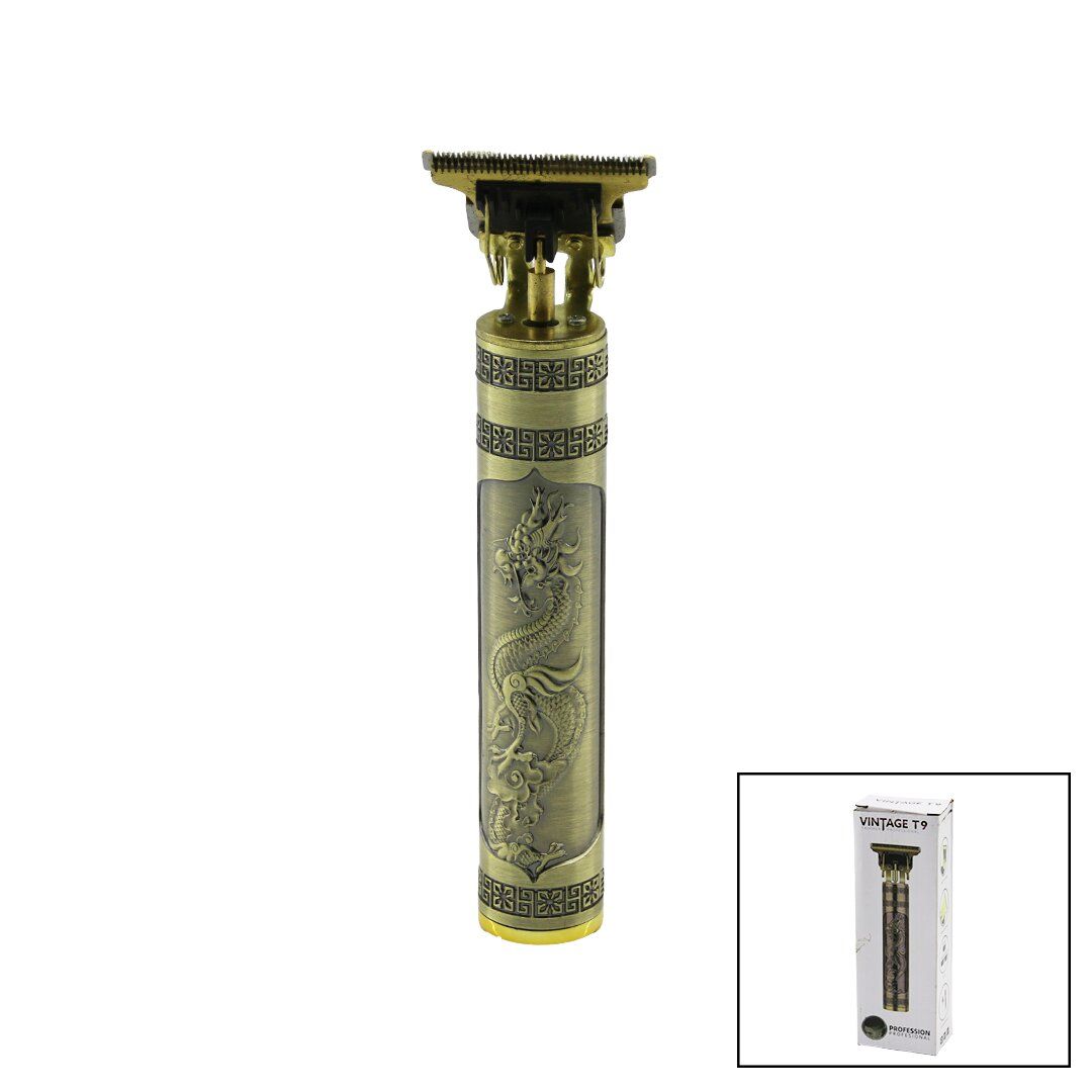 İBİCO VINTAGE T9 ( T BIÇAK ) ( BASKILI METAL GÖVDE ) ( ENSE ÇİZİM & SAÇ SAKAL KESME ) TRAŞ MAKİNESİ ( USB ŞARJLI )*100