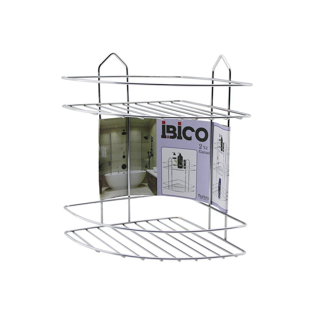 İBİCO K13-018 ( 2 KATLI & ÜÇGEN ) ( KROM ) ( METAL ) BANYO KÖŞELİK & DUŞKABİN RAF*12