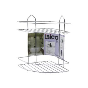 İBİCO K13-018 ( 2 KATLI & ÜÇGEN ) ( KROM ) ( METAL ) BANYO KÖŞELİK & DUŞKABİN RAF*12