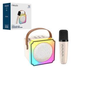 MİKADO ARTEMİS MD-61BT ( BEYAZ ) KARAOKE ( MİKROFONLU ) WİRELESS HOPARLÖR & SPEAKER ( IŞIKLI ) ( USB ŞARJLI ) ( BT & TF CARD & AUX ) 5W*40