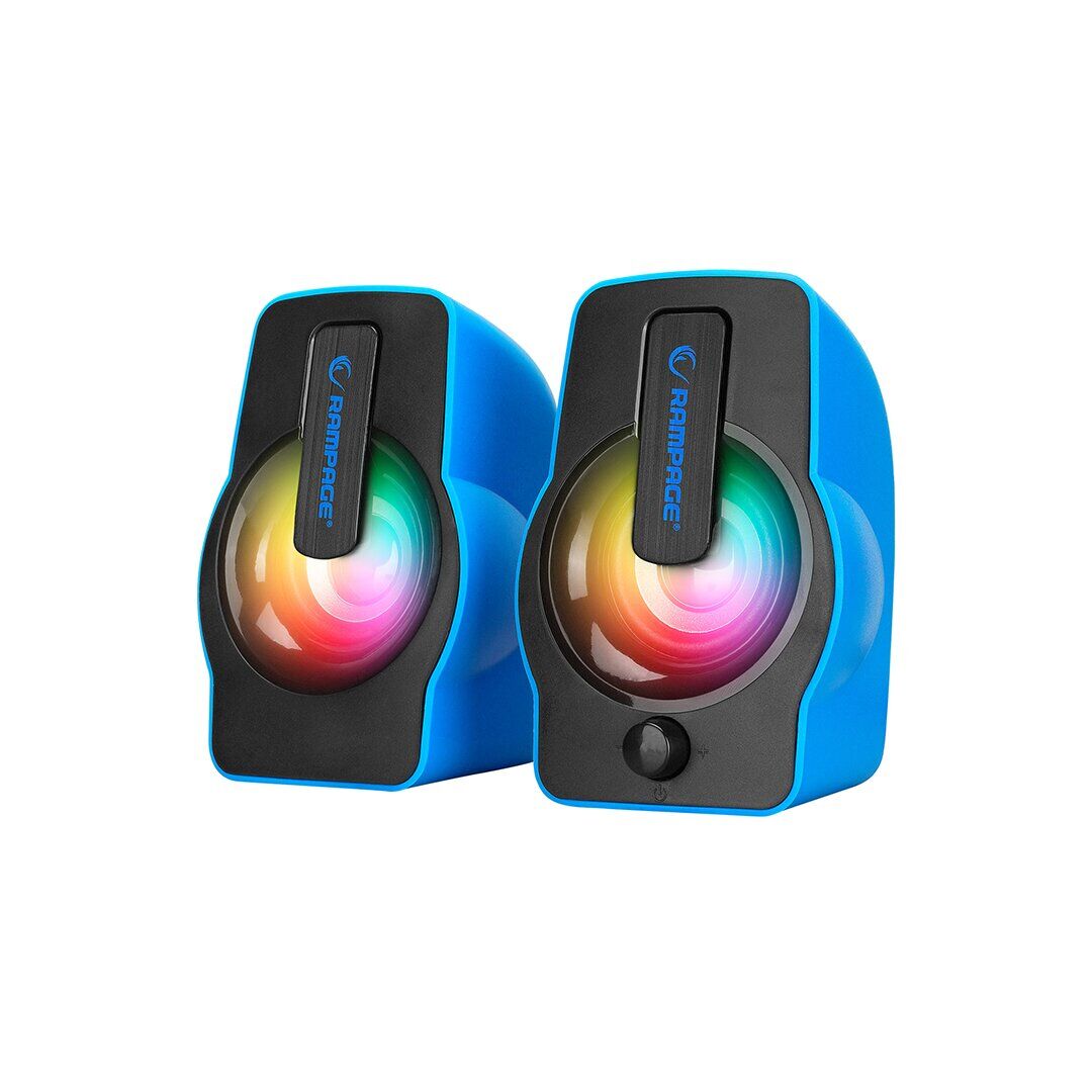 RAMPAGE FALSETTO RMS-G7 ( MAVİ & RGB IŞIKLI ) ( 1+1 ) HOPARLÖR SPEAKAER SET ( USB KABLO ) 2.0 MULTİMEDYA & 6W*20