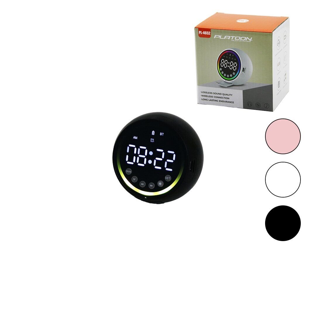 PLATOON PL-4652 DİJİTAL SAAT & BLUETOOTH WİRELESS ( MİNİ ) HOPARLÖR SPEAKER ( USB ŞARJLI & IŞIKLI ) ( 5W )*80