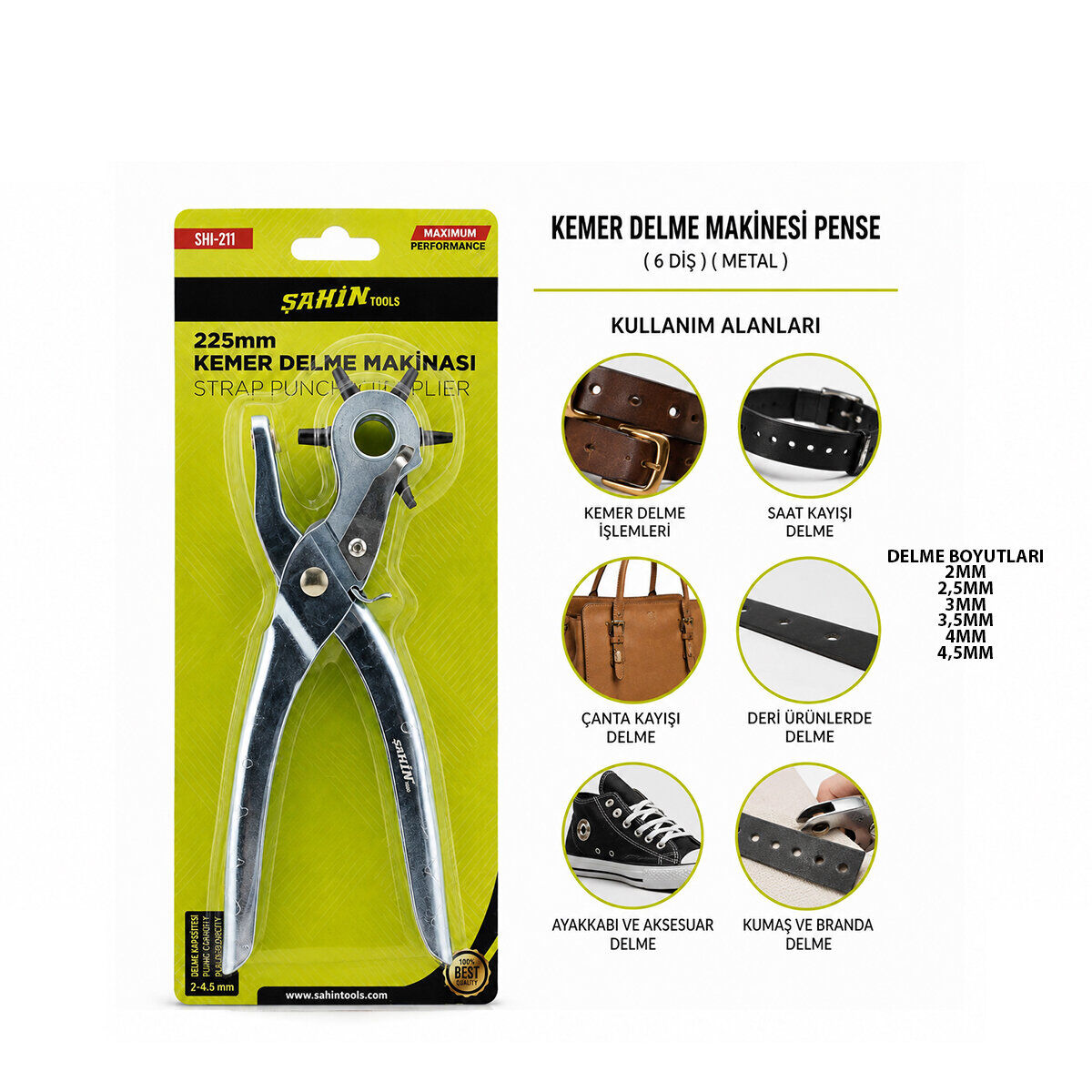 ŞAHİN TOOLS ŞHT-271 ( 6 DİŞ ) ( METAL ) KEMER DELME MAKİNESİ PENSE*6X8