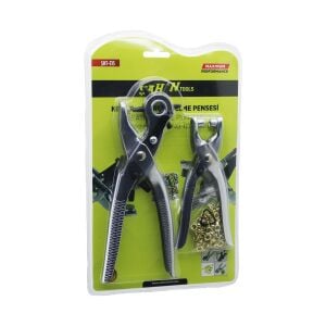 ŞAHİN TOOLS ŞHT-315 ( 2Lİ SET ) ( 6-DİŞLİ METAL KEMER DELME PENSESİ )  & ( PERÇİN PENSESİ )  ( + GOLD PERÇİN )*60