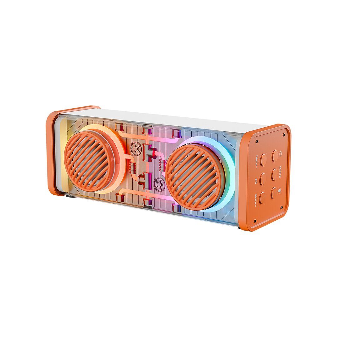 MİKADO MD-56BT ( TURUNCU-BEYAZ ) KABLOSUZ HOPARLÖR & SPEAKER TAŞINABİLİR MP3 ( IŞIKLI ) ( USB ŞARJLI ) ( BT & AUX & TES ) ( 10 MT MENZİL ) 1200mAH PİL & 10W*20