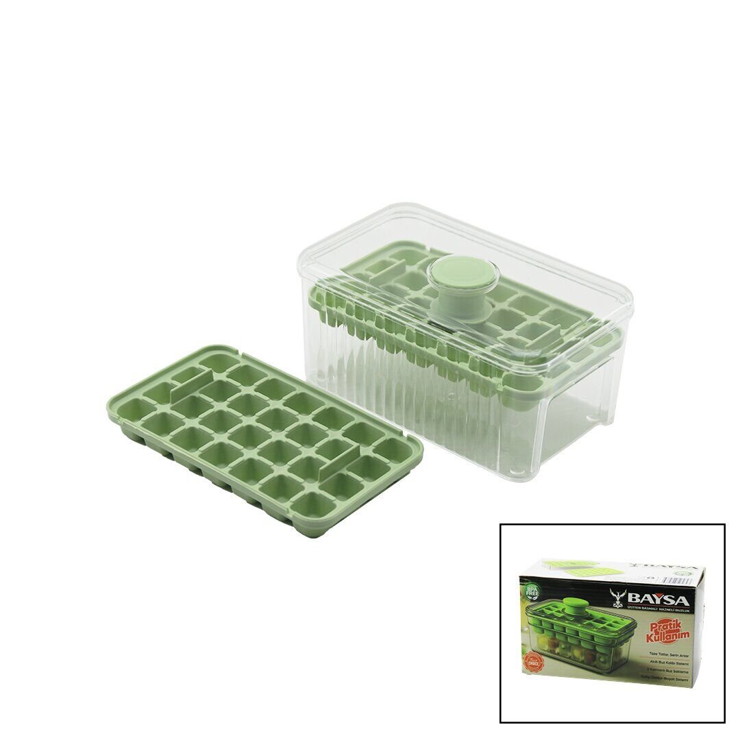 BAYSA-1778 (28+28=56LI) (KÜP ŞEKİL) (HAZNELİ=MİKA KRİSTAL) BUZLUK (2İN1 KAPAK KULPU=KULP & KULPA BAS=BUZ DÜŞÜR)*32