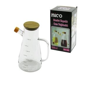 İBİCO İ22-149 ( 900ML ) ( CAM ) YAĞDANLIK ( BAMBU KAPAKLI & ÖLÇEKLİ ) ( CAM KULPLU )*24=K