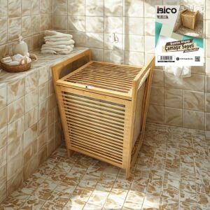 İBİCO İ21-080 ( ÜSTTEN AÇILIR ) ( KALIN AHŞAP BAMBU ) KİRLİ ÇAMAŞIR SEPETİ ( KUMAŞ ÇANTALI ) ( SEPET=40X35X60CM )*6