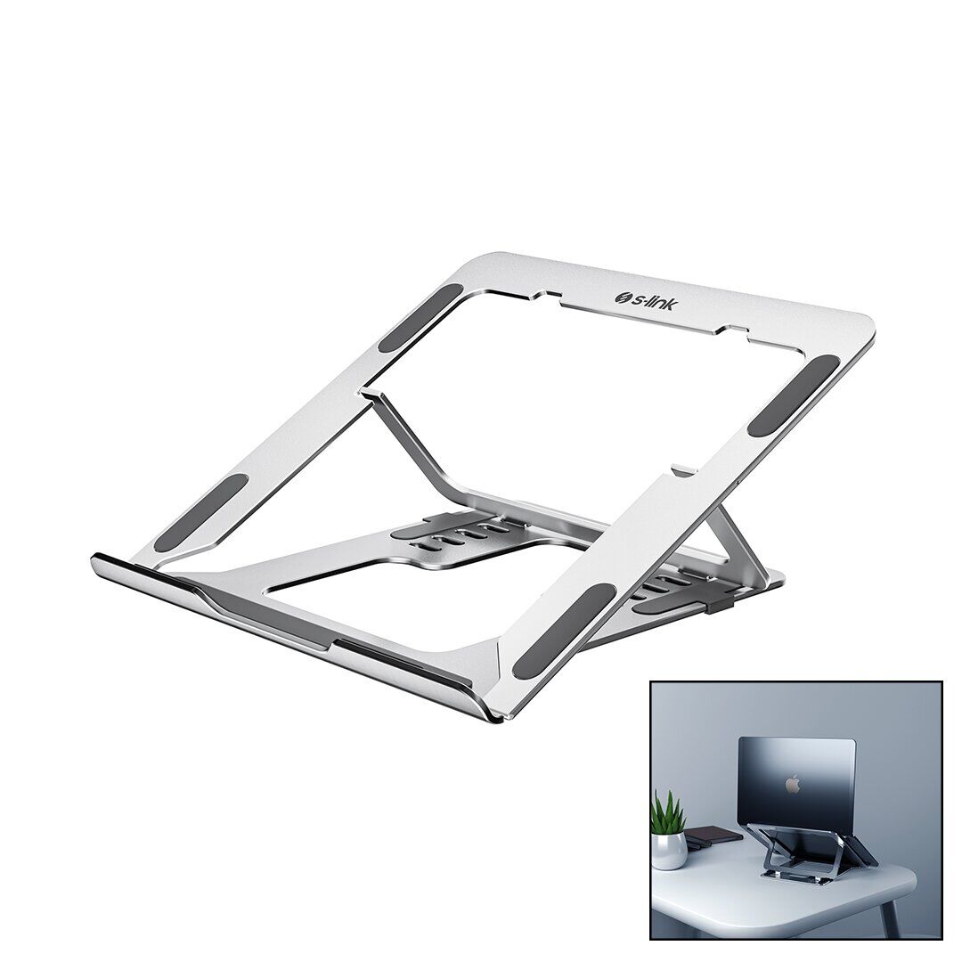 S-LİNK VERTEX SL-AL11 ( GÜMÜŞ ) ( 6 AÇILI ) KATLANABİLİR LAPTOP STAND ALÜMİNYUM *20