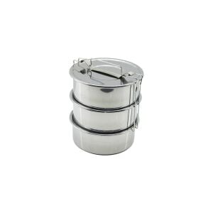 SADA GÜNEŞ ÇELİK NO-18CM ( 3LÜ ) ( METAL ) SEFER TASI ( DERİNLİK : 6.5CM ) ( TAŞIMA KULP=BAĞLAMA KANCALI )*20