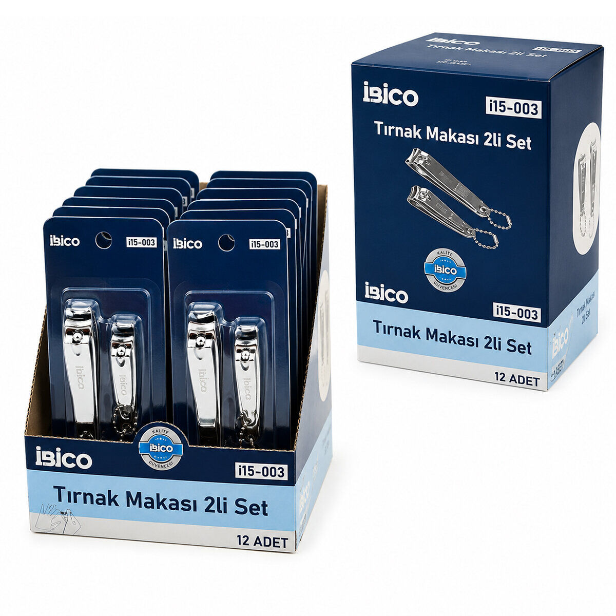 İBİCO İ15-003 ( 2PCS ) ( GRİ ) TIRNAK MAKASI SETİ ( 1-BÜYÜK & 1-KÜÇÜK )*12X30
