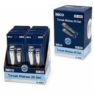 İBİCO İ15-003 ( 2PCS ) ( GRİ ) TIRNAK MAKASI SETİ ( 1-BÜYÜK & 1-KÜÇÜK )*12X30