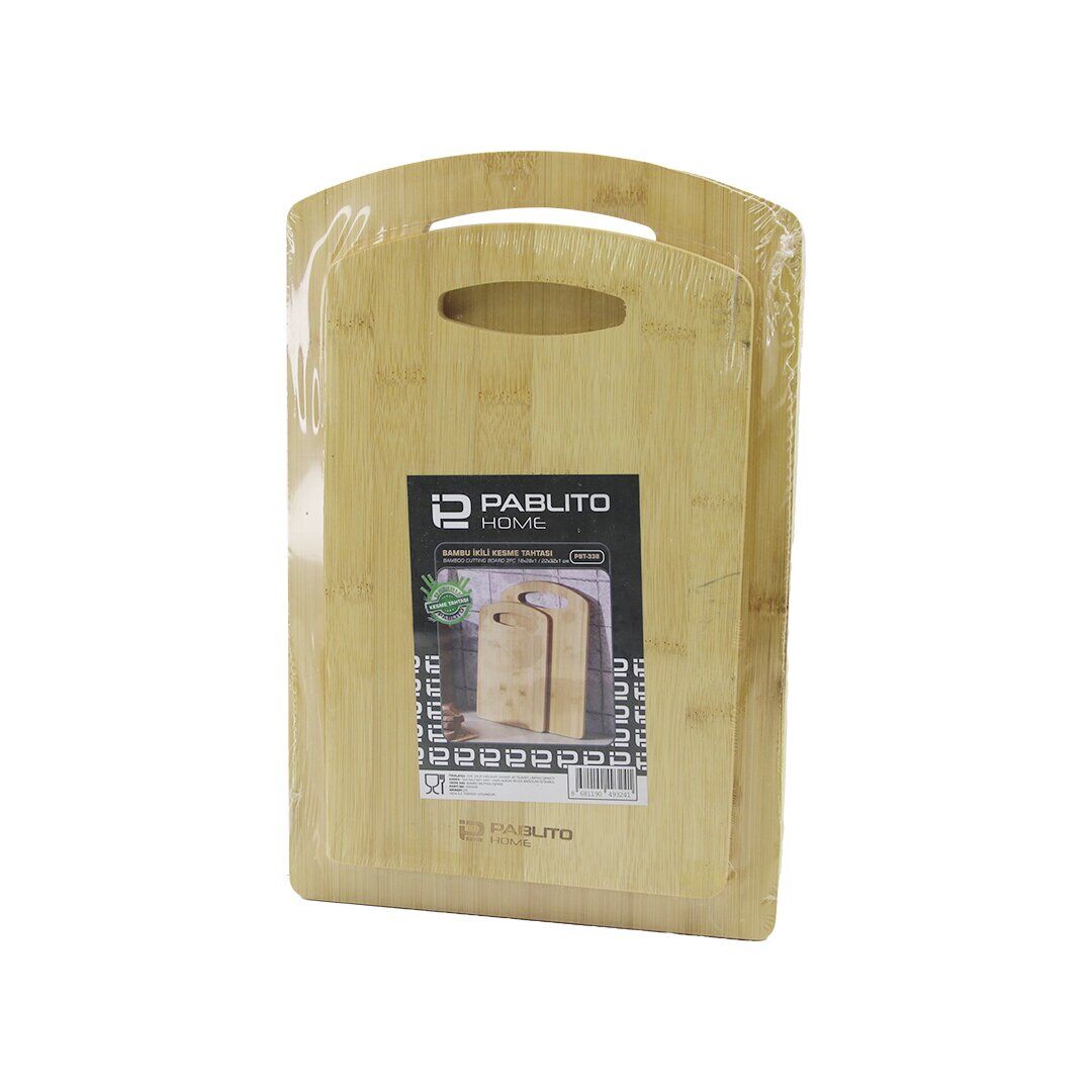 PABLITO HOME PBT-338 ( 2PCS SET ) AHŞAP BAMBU KESİM PANOSU & KESME TAHTASI ( 18X28X1CM--22X32X1CM )*24