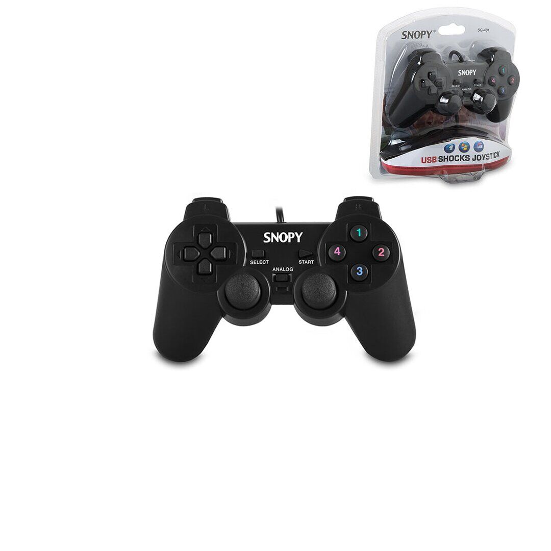 SNOPY SG-401 PS3 SİYAH OYUN KOLU ANALOG ( TİTREŞİMLİ ) ( USB KABLO ) ( 15 TUŞ & 2 ANALOG & 8 YÖN TETİKLEYİCİ ) ( 1.8MT KABLO )*50