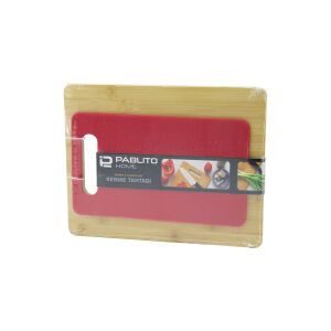 PABLITO HOME PBT-337 (2PCS SET=AHŞAP BAMBU & PLASTİK) KESİM PANOSU & KESME TAHTASI (PLS:15X25CM- AHŞ:22X28CM)*36