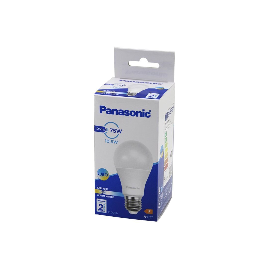PANASONİC (LDACH-11-LG-3T7 ) (WARM WHİTE & SARI) (10.5W=75W) (E27) LED AMPUL (1055LM) (2700K) (15.000 SAAT ÖMÜR)*20X5