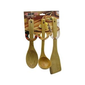 NEWLİFE CLKN-2337 ( 3PCS ) ( AHŞAP BAMBU ) MUTFAK SERVİS SETİ ( KAŞIK=27CM & KEPÇE=27CM & SPATULA=32CM )*72
