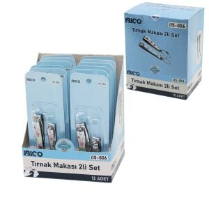 İBİCO İ15-006 ( 2PCS ) ( RENKLİ DESENLİ ) TIRNAK MAKASI SETİ ( 1-BÜYÜK & 1-KÜÇÜK )*12X30