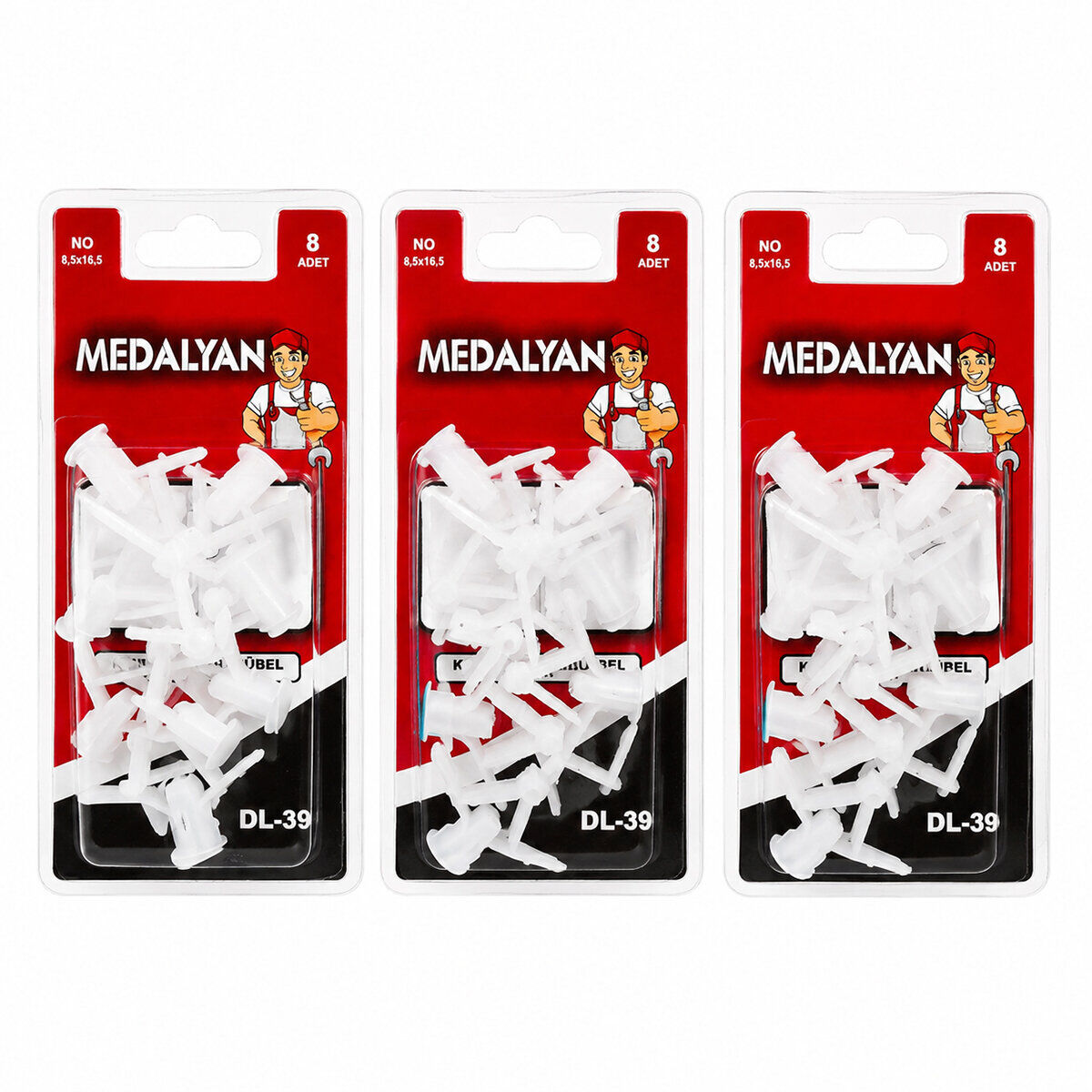 MEDALYAN DL-89 ( 8PCS ) ( NO-8.5X16.5 ) ( KANATLI ) ALÇIPAN DÜBELİ*12X9