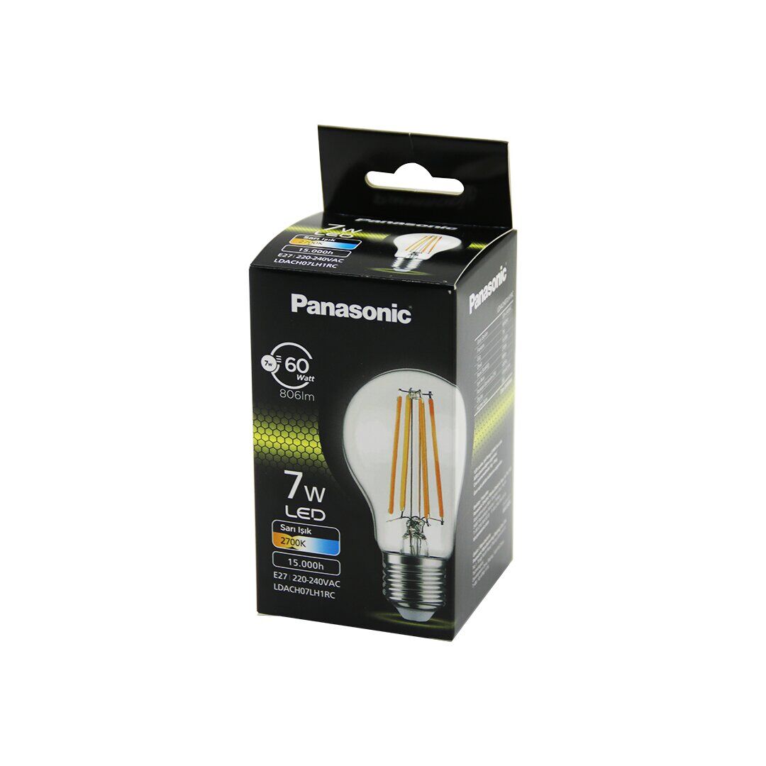 PANASONİC (LDACH-07-LH-1RC) (WARM WHİTE & SARI IŞIK) (7W=60W) (E27) (RUSTİK& FİL FİLAMAN) AMPUL (806LM)(2700K)(15000H)*10X8