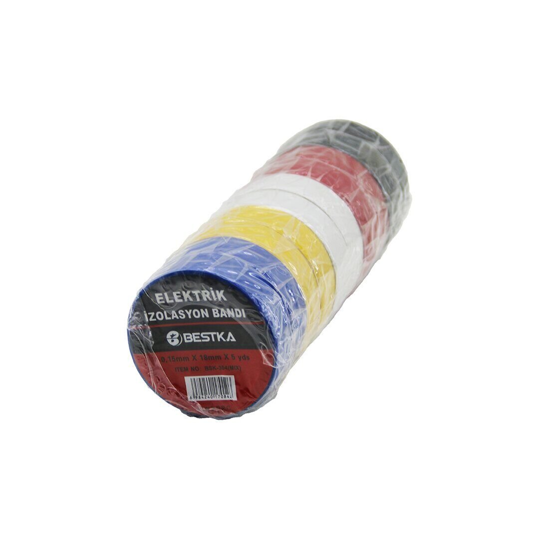 BESTKA BSK-304 ( 0.15MM X 18MM ) ( 5 YDS=4.5MT ) ( MİX RENKLİ ) İZOLASYON ELEKTRİK BANTI*10X50
