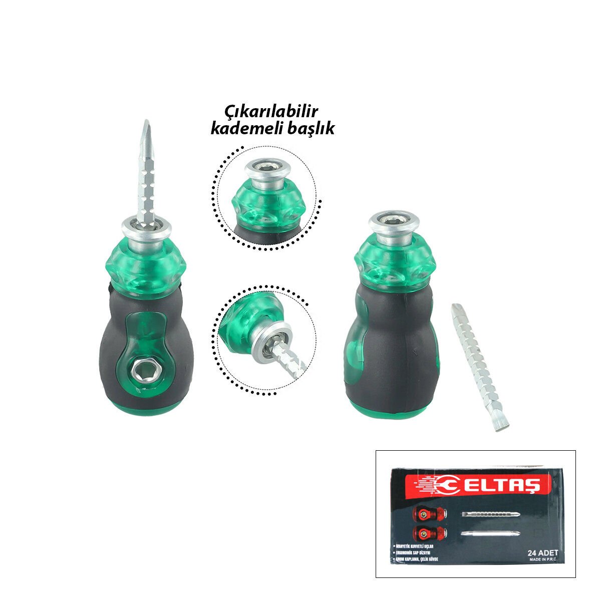 ELTAŞ LRD-154 ( SİLİKON SAP ) ( 2İN1 = ÇİFT TARAFLI UÇ ) ( MİNİ TOPAÇ ) ( TAK-ÇIKAR ) TORNAVİDA ( MIKNATIS UÇ & YILDIZ-DÜZ )*24X20