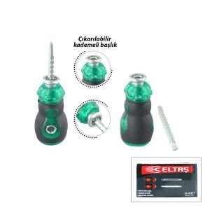 ELTAŞ LRD-154 ( SİLİKON SAP ) ( 2İN1 = ÇİFT TARAFLI UÇ ) ( MİNİ TOPAÇ ) ( TAK-ÇIKAR ) TORNAVİDA ( MIKNATIS UÇ & YILDIZ-DÜZ )*24X20