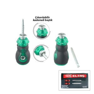 ELTAŞ LRD-154 ( SİLİKON SAP ) ( 2İN1 = ÇİFT TARAFLI UÇ ) ( MİNİ TOPAÇ ) ( TAK-ÇIKAR ) TORNAVİDA ( MIKNATIS UÇ & YILDIZ-DÜZ )*24X20