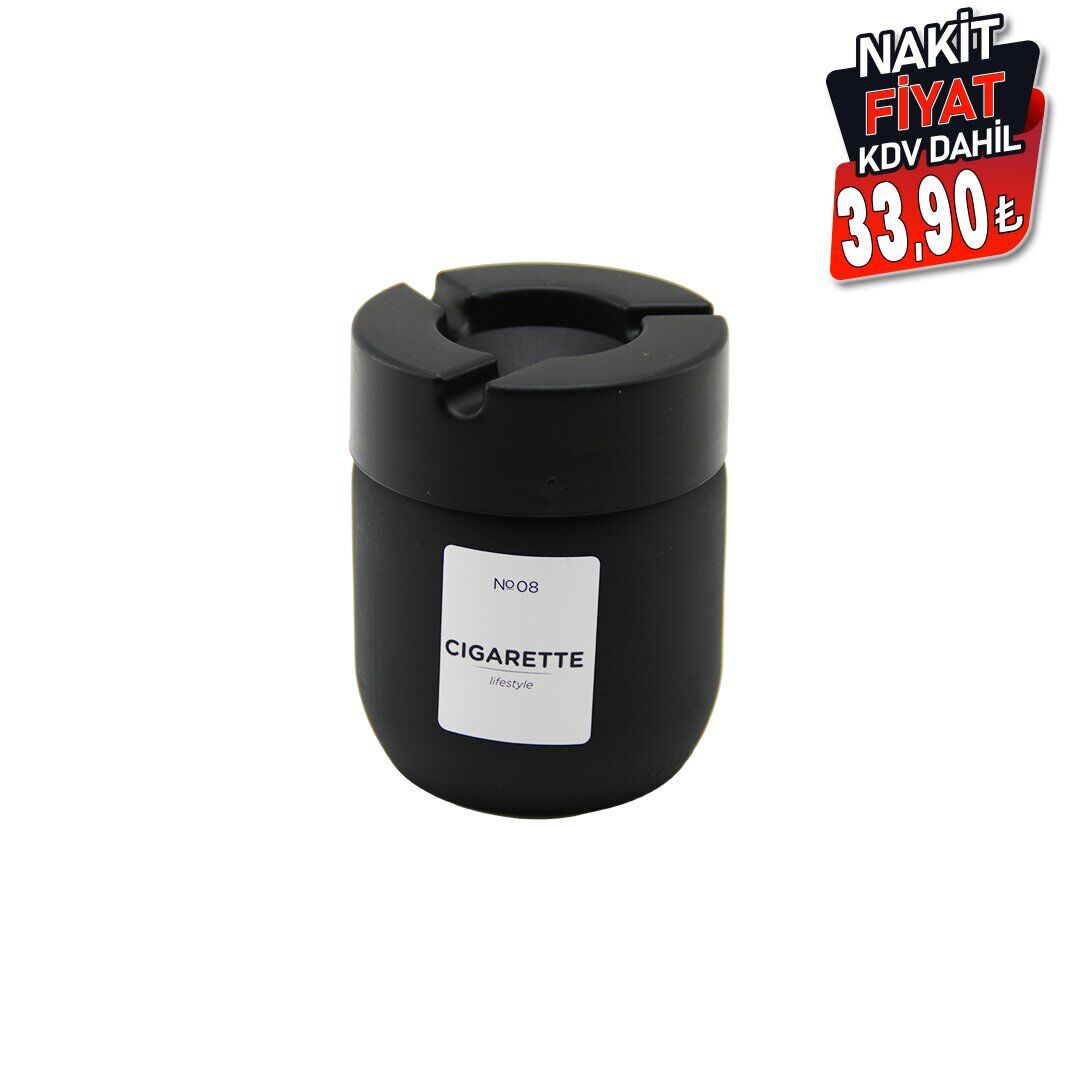 QLUX C-00545 ( 425CC ) ( SİYAH CAM ) KÜLLÜK ( SİYAH PLASTİK KAPAK ) ( NO-08 CIGARETTE & KÜL TABLASI )*12=K                     qwe08