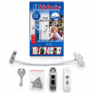 DE-AKS KİDMİX ( BEYAZ ) ( HALATLI ) ANAHTARLI EMNİYET KİLİT*10X15